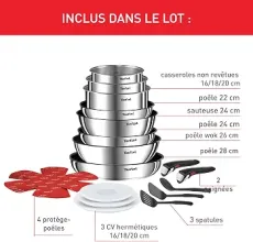 Tefal - Ingenio Emotion Batterie de cuisine Acier Inoxydable - 20 pièces l897k04
