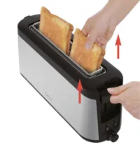 Tefal Grille pain Fente longue Inox / Noir 1000 W  7 niveaux de dorage TL430811