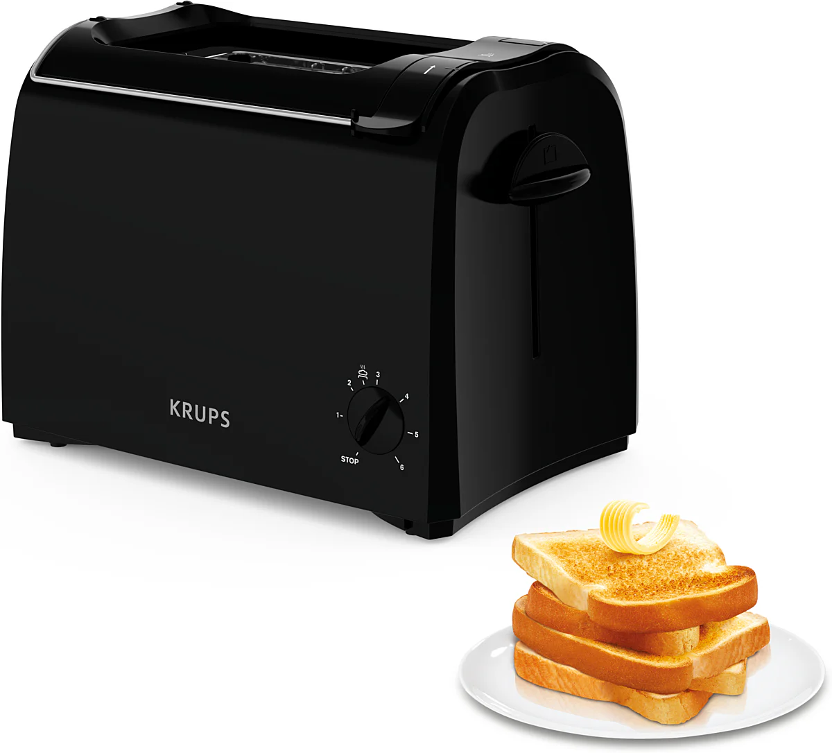 Krups grill pain Crumb Box 6 Toast Levels Lifting Function 2 Slots for 2 Slices 700W Pro Aroma KH1518