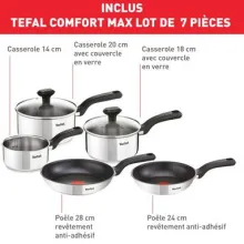 Tefal Batterie de cuisine 7 pièces Comfort Max Tous feux dont induction C972S544