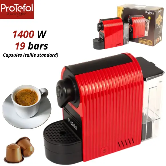 Protefal Machine à café Capsule 1400W EM-201C Rouge