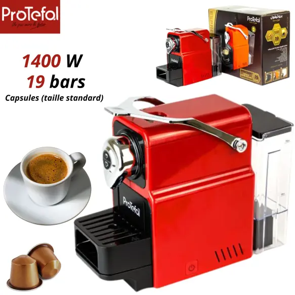 Protefal Machine à café Capsul Blanc 1400W EM-101C Rouge