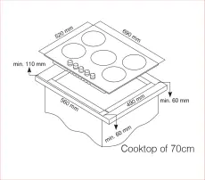 PROFF P708 Paque de Cuisson 5 Feux Verre Noir
