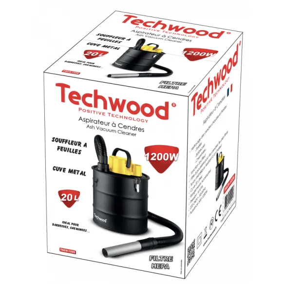 Techwood Aspirateur à Cendres 1200 wat  TACS-1226