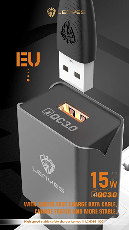 Lenyes LCH086I QC 3.0 USB chargeur universel avec câble 3A