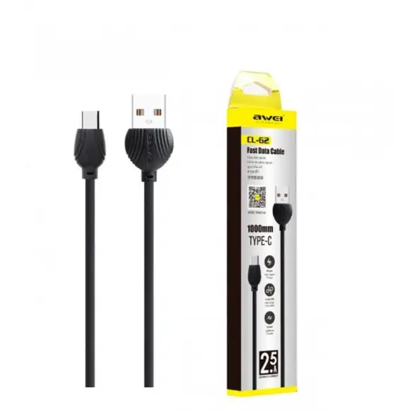 Awei Câble USB IPhone 1M  2.5A  CL-63 Noir