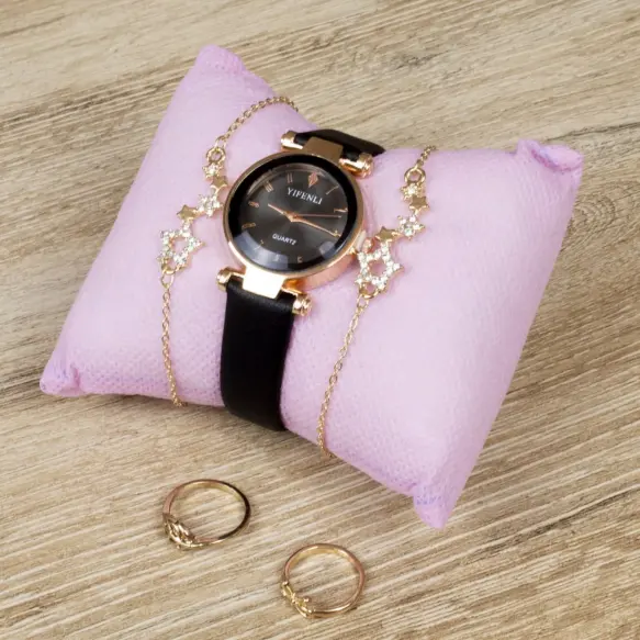 Yifenli Montre Femme Bracelet Cuir _ Noir