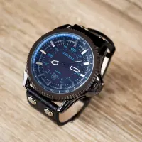 Diesel Montre Homme Bracelet Cuir _ Bleu et noir