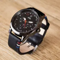 Rolex Montre Homme Bracelet Cuir _ Rouge et noir