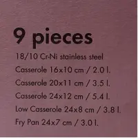 Korkmaz batterie de cuisine 9 pièces en acier inoxydable